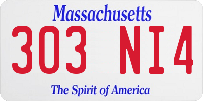 MA license plate 303NI4