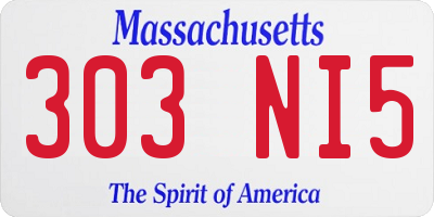 MA license plate 303NI5