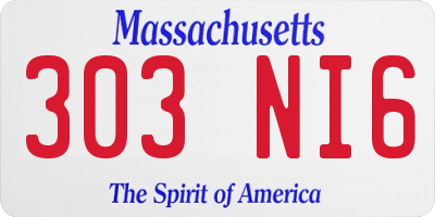 MA license plate 303NI6