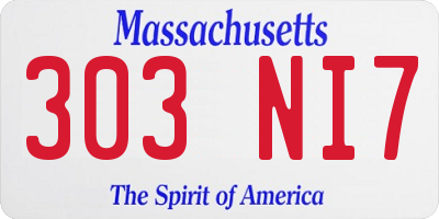 MA license plate 303NI7