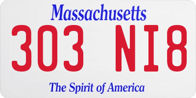 MA license plate 303NI8