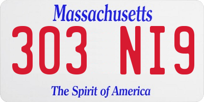 MA license plate 303NI9