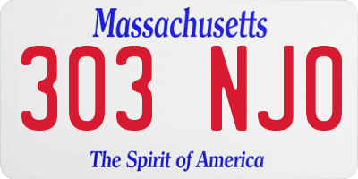 MA license plate 303NJ0