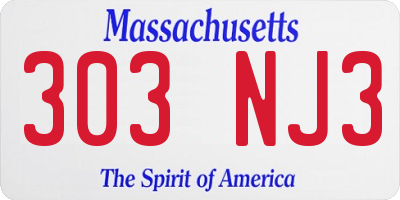 MA license plate 303NJ3