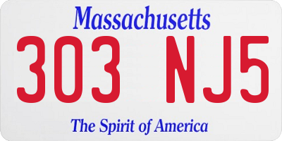 MA license plate 303NJ5
