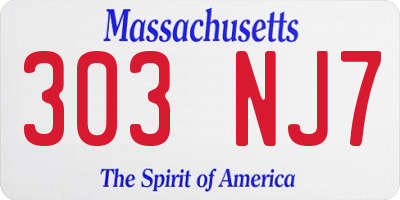 MA license plate 303NJ7
