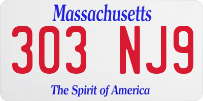 MA license plate 303NJ9