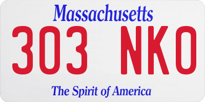 MA license plate 303NK0