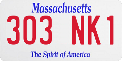 MA license plate 303NK1