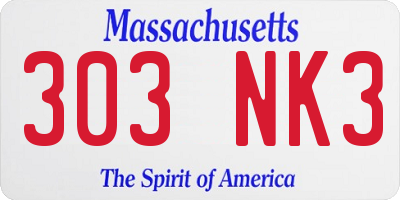 MA license plate 303NK3