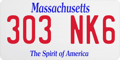 MA license plate 303NK6