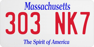 MA license plate 303NK7