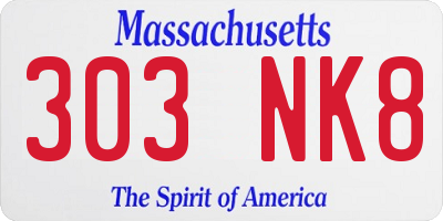 MA license plate 303NK8