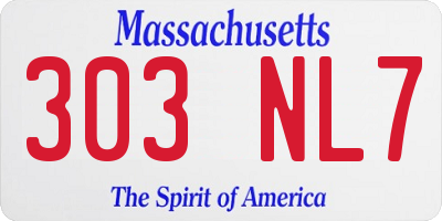 MA license plate 303NL7