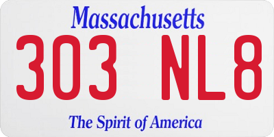 MA license plate 303NL8