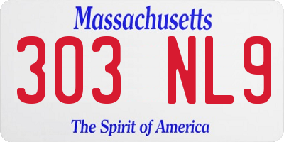 MA license plate 303NL9