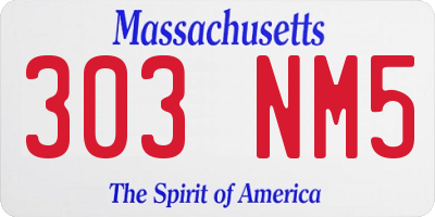 MA license plate 303NM5