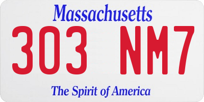 MA license plate 303NM7