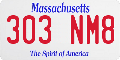 MA license plate 303NM8