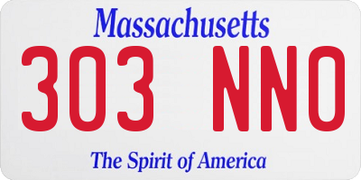 MA license plate 303NN0