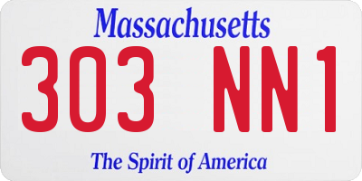 MA license plate 303NN1