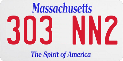 MA license plate 303NN2