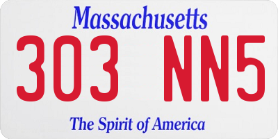MA license plate 303NN5