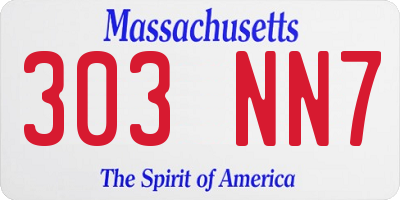 MA license plate 303NN7