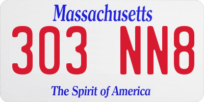 MA license plate 303NN8