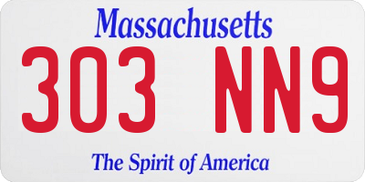 MA license plate 303NN9