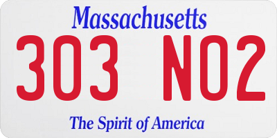 MA license plate 303NO2