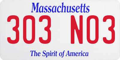 MA license plate 303NO3