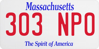 MA license plate 303NP0