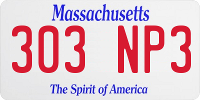MA license plate 303NP3