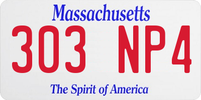 MA license plate 303NP4