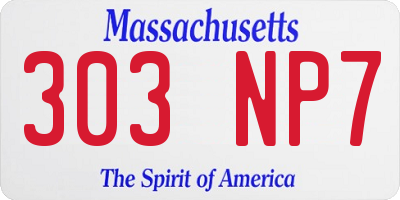 MA license plate 303NP7