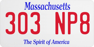 MA license plate 303NP8