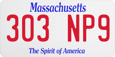 MA license plate 303NP9