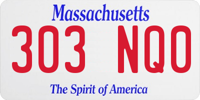 MA license plate 303NQ0