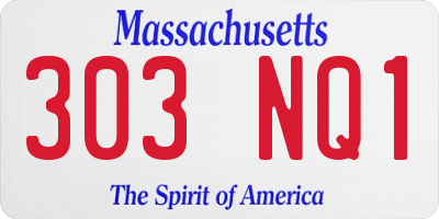 MA license plate 303NQ1