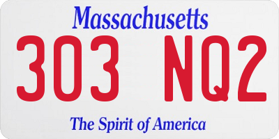 MA license plate 303NQ2