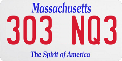 MA license plate 303NQ3