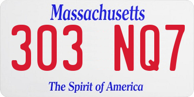 MA license plate 303NQ7