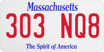 MA license plate 303NQ8