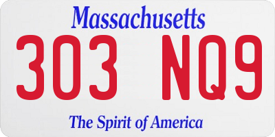 MA license plate 303NQ9