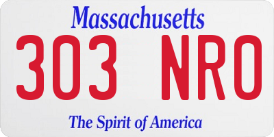 MA license plate 303NR0