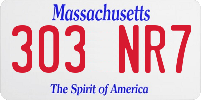 MA license plate 303NR7