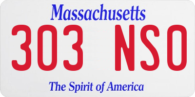MA license plate 303NS0