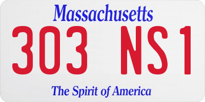 MA license plate 303NS1
