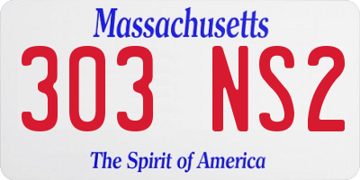 MA license plate 303NS2